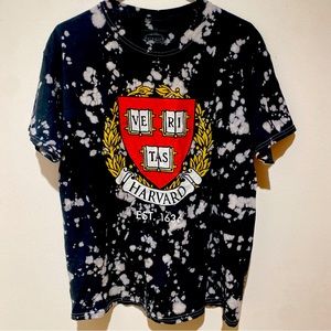 Harvard University All Over Acid Washed Crest Logo T-Shirt